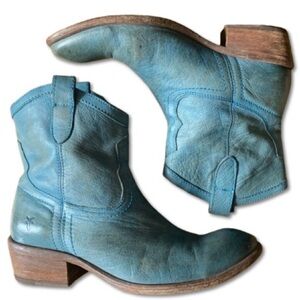 Frye Carson Blue Pull On Western Boots